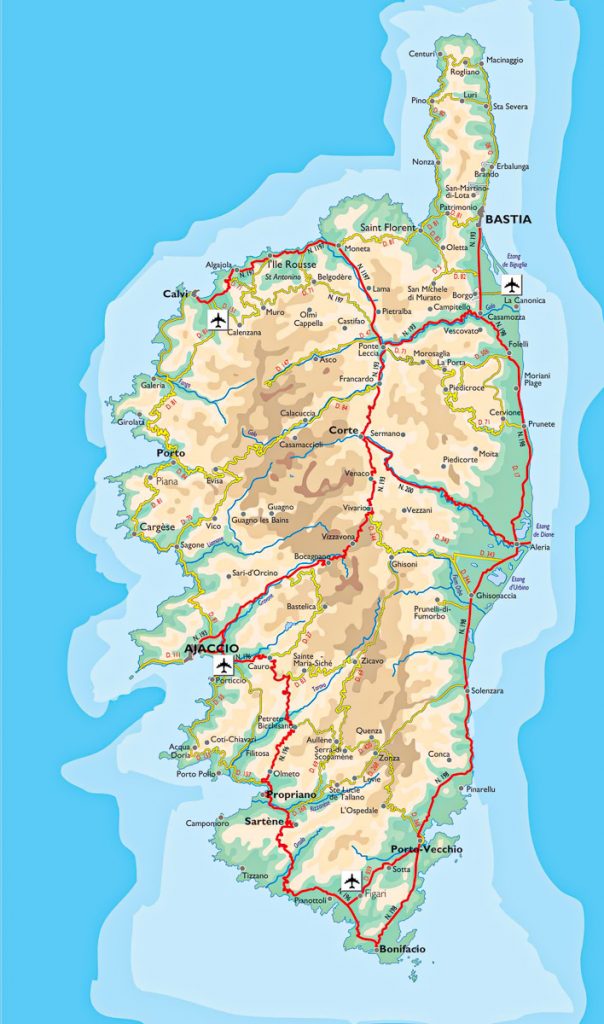 carte corse routes departementales nationales